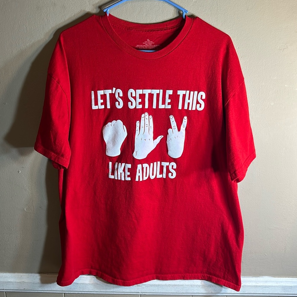 Let's Settle This Like Adults T-Shirt XL Paper Rock Scissors Humor Cotton Tee